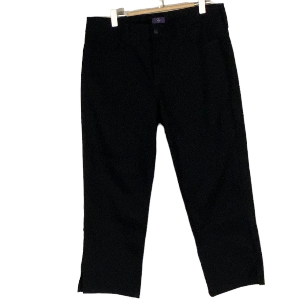 NYDJ Lift Nice Details Tuck Cropped Black Jeans Sz 10
